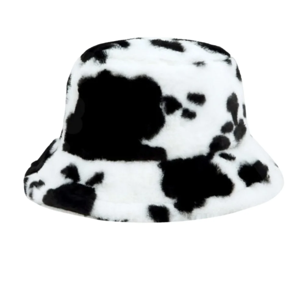 Faux Fur Bucket Hat - Cow Print - Picture 4 of 4